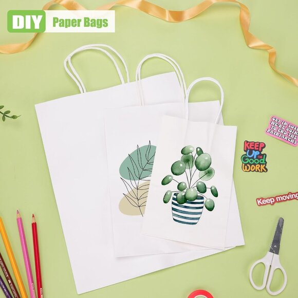 Greenii - 25 White Paper With Handles Kraft 10 * 5 * 13 Party Gift Bags - Picture 7 of 7